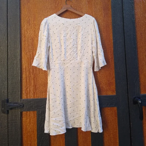 Free People All Yours Cream Green Polka Dot Wrap Bust Tie Mini Dress Small 4 - Picture 7 of 16